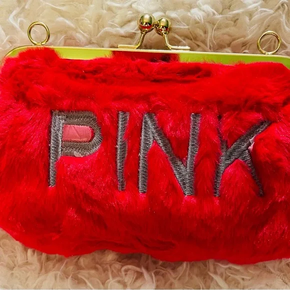 PINK kiss lock cross body purse with strap included, purple, brown and orange - Picture 4 of 4